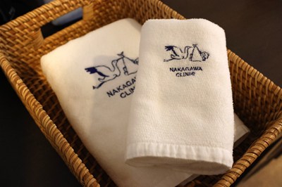 中川産科婦人科のロゴ入りタオル