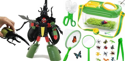 昆虫変身ロボットと昆虫採集セットの中身