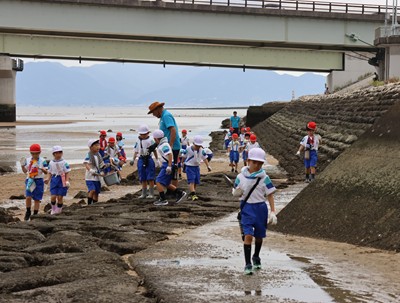 干潟観察をする子どもたち